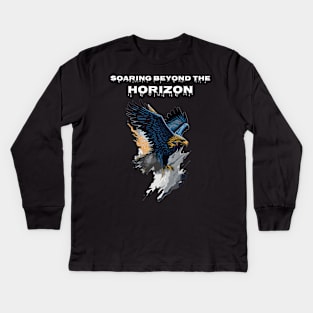 Eagle in Flight: Soaring Beyond Horizon Kids Long Sleeve T-Shirt